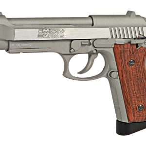 Swiss Arms SA92 CO2 Stainless Pistol, Brown Grips
