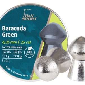 H&N Baracuda Green .25 Cal, 19.91 Grains, Domed, Lead-Free, 150ct