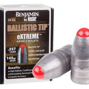 Benjamin Nosler Ballistic Tip eXTREME Air Rifle Bullet, .357 Cal., 145 Grains, Round Nose, 25ct