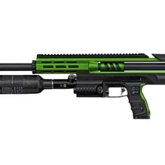 Skout airgun with a green and black body and attached air tank