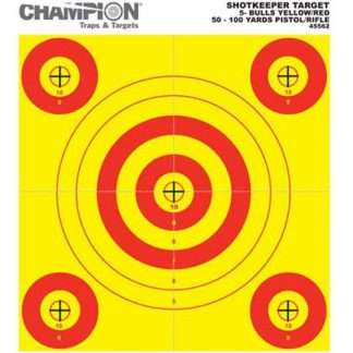 Champion 5-Bull Paper Target, Yellow/Orange, 8.5"x11", 12/pk