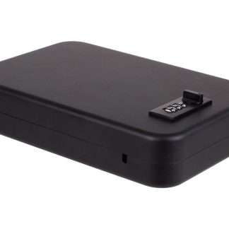 Bulldog Personal Safe, 9.5"x6.5"x2", Combination Lock, Security Cable, Black
