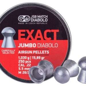 JSB Match Exact Jumbo Diabolo Pellets, .22 Cal, 15.89 Grains, Domed, 250ct, 5.51mm