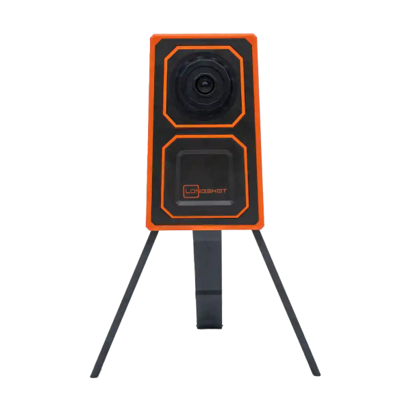 Ranger_FRONT1 – Missouri Airguns Rugged orange and black speaker mounted on a three‑leg stand.
